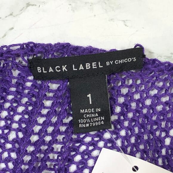 Chicos Black Label Size 1 US 8 Open Weave Cardigan Sweater Pure Purple NEW - Picture 14 of 15